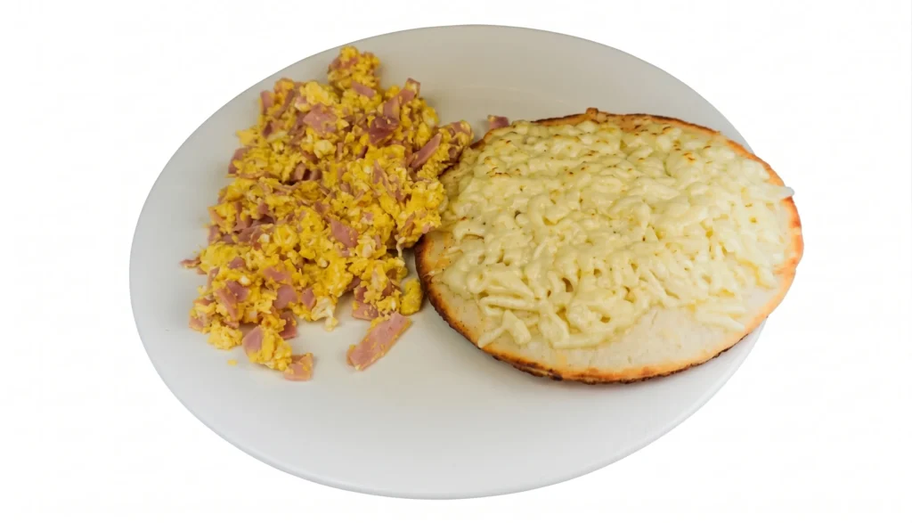 Huevos con Jamón y Arepa con Queso
