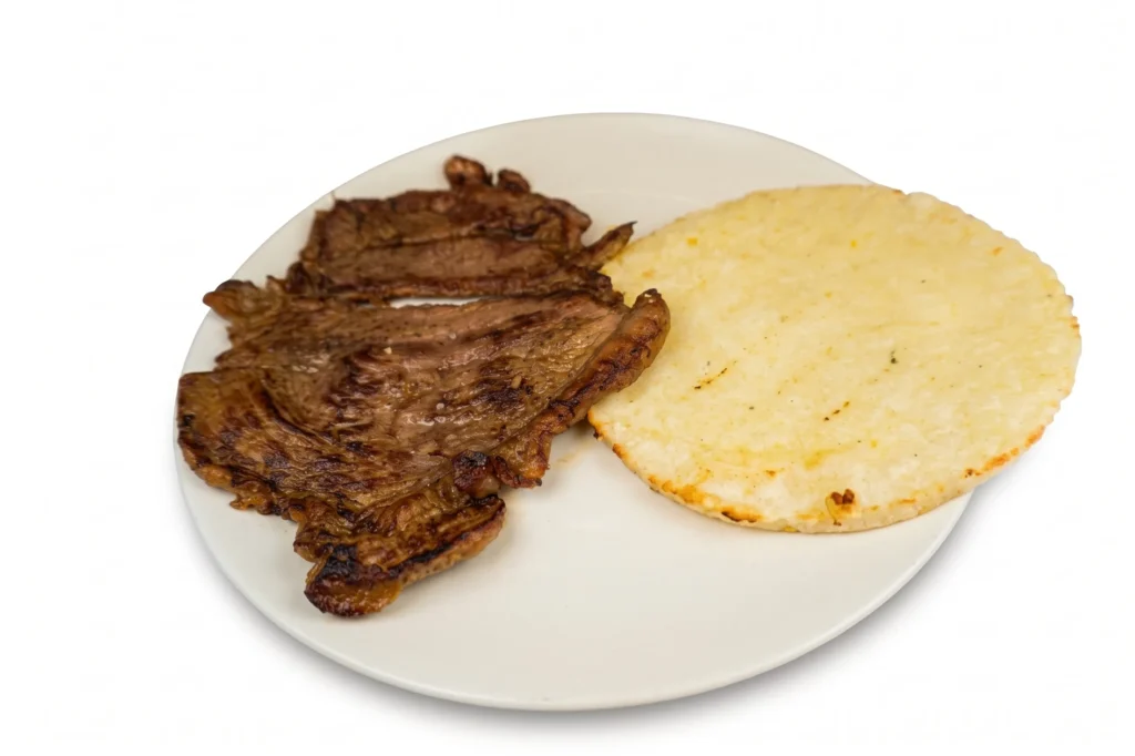 Carne Asada y Arepa
